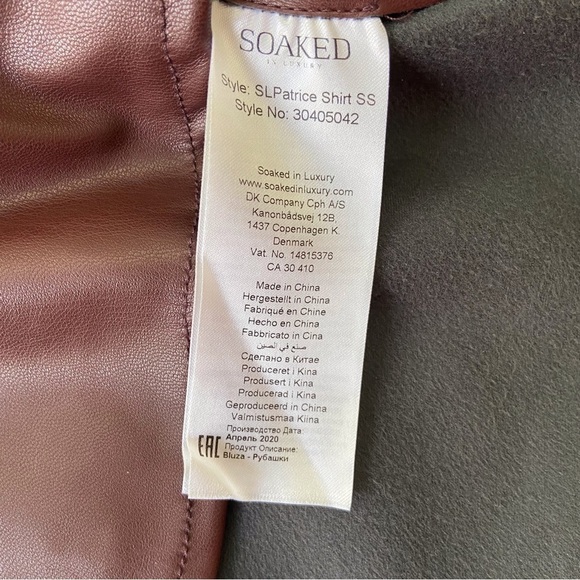 Soaked Faux Leather Brown Mini Dress | Contemporary Western Short Sleeve Small - Picture 8 of 14